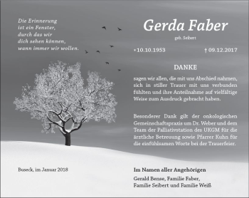 Traueranzeige von Gerda Faber von  Gießener Anzeiger