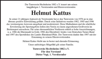 Traueranzeige von Helmut Kattus von Trauerportal Rhein Main Presse