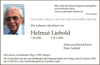 Traueranzeige von Helmut Liebold von Trauerportal Rhein Main Presse