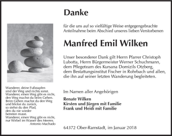 Traueranzeige von Manfred Emil Wilken von Trauerportal Rhein Main Presse