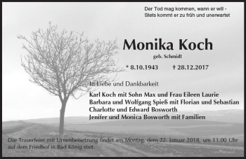Traueranzeige von Monika Koch von Trauerportal Rhein Main Presse