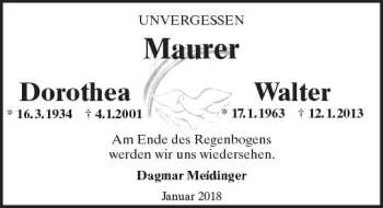 Traueranzeige von Walter Maurer von Trauerportal Rhein Main Presse