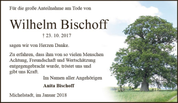 Traueranzeige von Wilhelm Bischoff von Trauerportal Rhein Main Presse