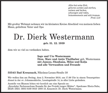 Traueranzeige von Dierk Westermann von vrm-trauer
