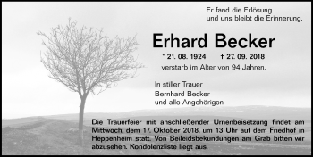Traueranzeige von Erhard Becker von vrm-trauer