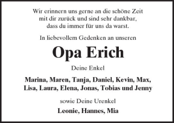 Traueranzeige von Erich  von  Kreisanzeiger