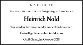 Traueranzeige von Heinrich Nold von vrm-trauer