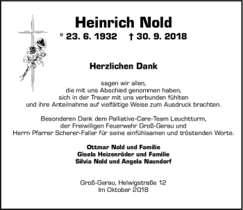 Traueranzeige von Heinrich Nold von vrm-trauer