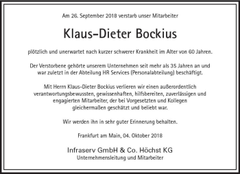 Traueranzeige von Klaus-Dieter Bockius von vrm-trauer