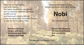 Traueranzeige von Nobi  von VRM Trauer