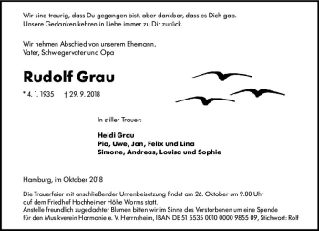 Traueranzeige von Rudolf Grau von vrm-trauer