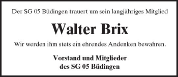 Traueranzeige von Walter Brix von  Kreisanzeiger