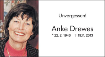 Traueranzeige von Anke Drewes von vrm-trauer