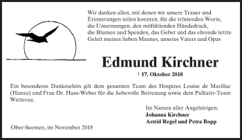 Traueranzeige von Edmund Kirchner von  Kreisanzeiger
