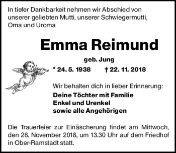 Traueranzeige von Emma Reimund von vrm-trauer