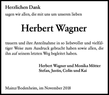 Traueranzeige von Herbert Wagner von vrm-trauer