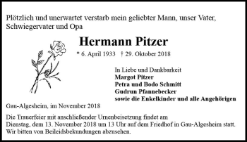 Traueranzeige von Hermann Pitzer von vrm-trauer