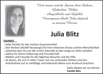 Traueranzeige von Julia Blitz von vrm-trauer
