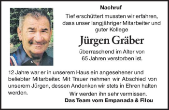 Traueranzeige von Jürgen Gräber von vrm-trauer
