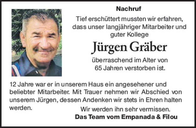  Traueranzeige für Jürgen Gräber vom 17.11.2018 aus vrm-trauer