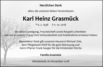 Traueranzeige von Karl-Heinz Grasmück von vrm-trauer