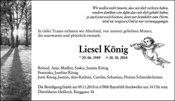 Traueranzeige von Liesel König von vrm-trauer