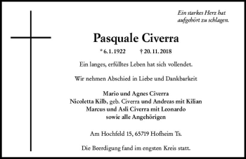 Traueranzeige von Pasquale Civerra von vrm-trauer