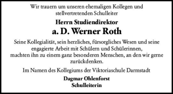 Traueranzeige von Werner Roth von vrm-trauer
