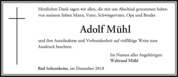 Traueranzeige von Adolf Müll von vrm-trauer
