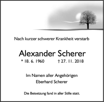 Traueranzeige von Alexander Scherer von vrm-trauer