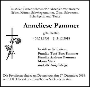 Traueranzeige von Anneliese Pammer von vrm-trauer