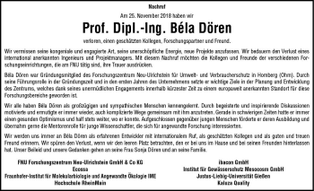 Traueranzeige von Bela Dören von VRM Trauer