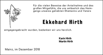 Traueranzeige von Ekkehard Hirth von vrm-trauer