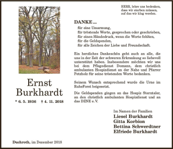 Traueranzeige von Ernst Burkhardt von vrm-trauer