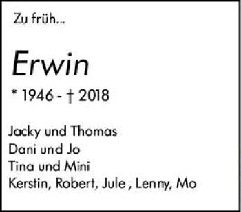 Traueranzeige von Erwin  von vrm-trauer