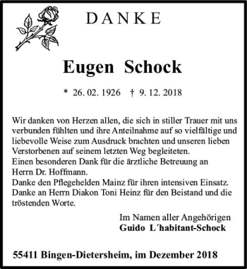 Traueranzeige von Eugen Schock von vrm-trauer