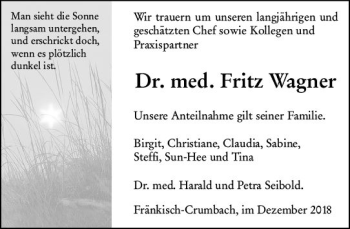 Traueranzeige von Fritz Wagner von vrm-trauer