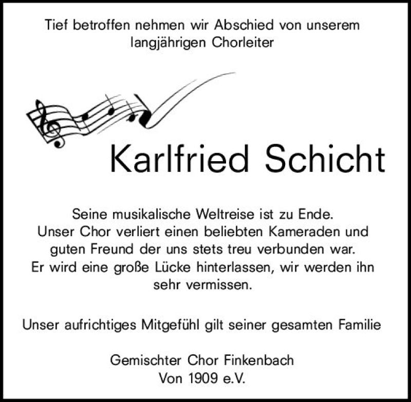  Traueranzeige für Karlfried Martin Schicht vom 03.12.2018 aus vrm-trauer