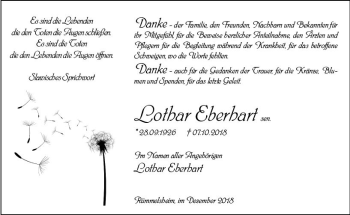 Traueranzeige von Lothar Eberhart von vrm-trauer