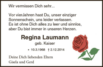 Traueranzeige von Regina Laumann von vrm-trauer