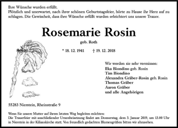 Traueranzeige von Rosemarie Rosin von vrm-trauer
