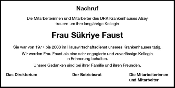 Traueranzeige von Sükriye Faust von vrm-trauer