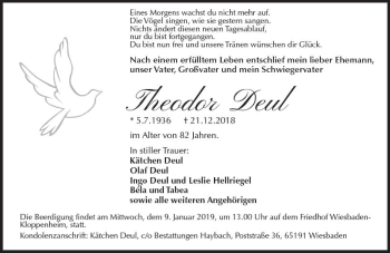 Traueranzeige von Theodor Deul von vrm-trauer