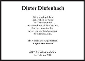 Traueranzeige von Dieter Diefenbach von  Camberger Anzeiger