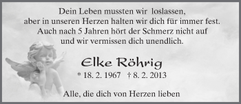 Traueranzeige von Elke Röhrig von Trauerportal Rhein Main Presse