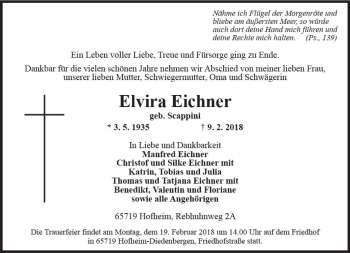 Traueranzeige von Elvira Eichner von Trauerportal Rhein Main Presse
