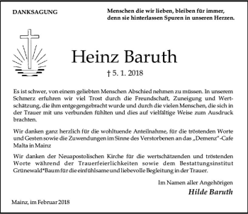 Traueranzeige von Heinz Baruth von Trauerportal Rhein Main Presse