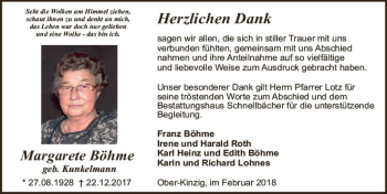 Traueranzeige von Margarete Böhme von Trauerportal Rhein Main Presse