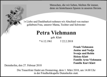 Traueranzeige von Petra Viehmann von  Gießener Anzeiger