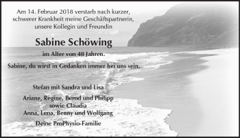 Traueranzeige von Sabine Schöwing von Trauerportal Rhein Main Presse